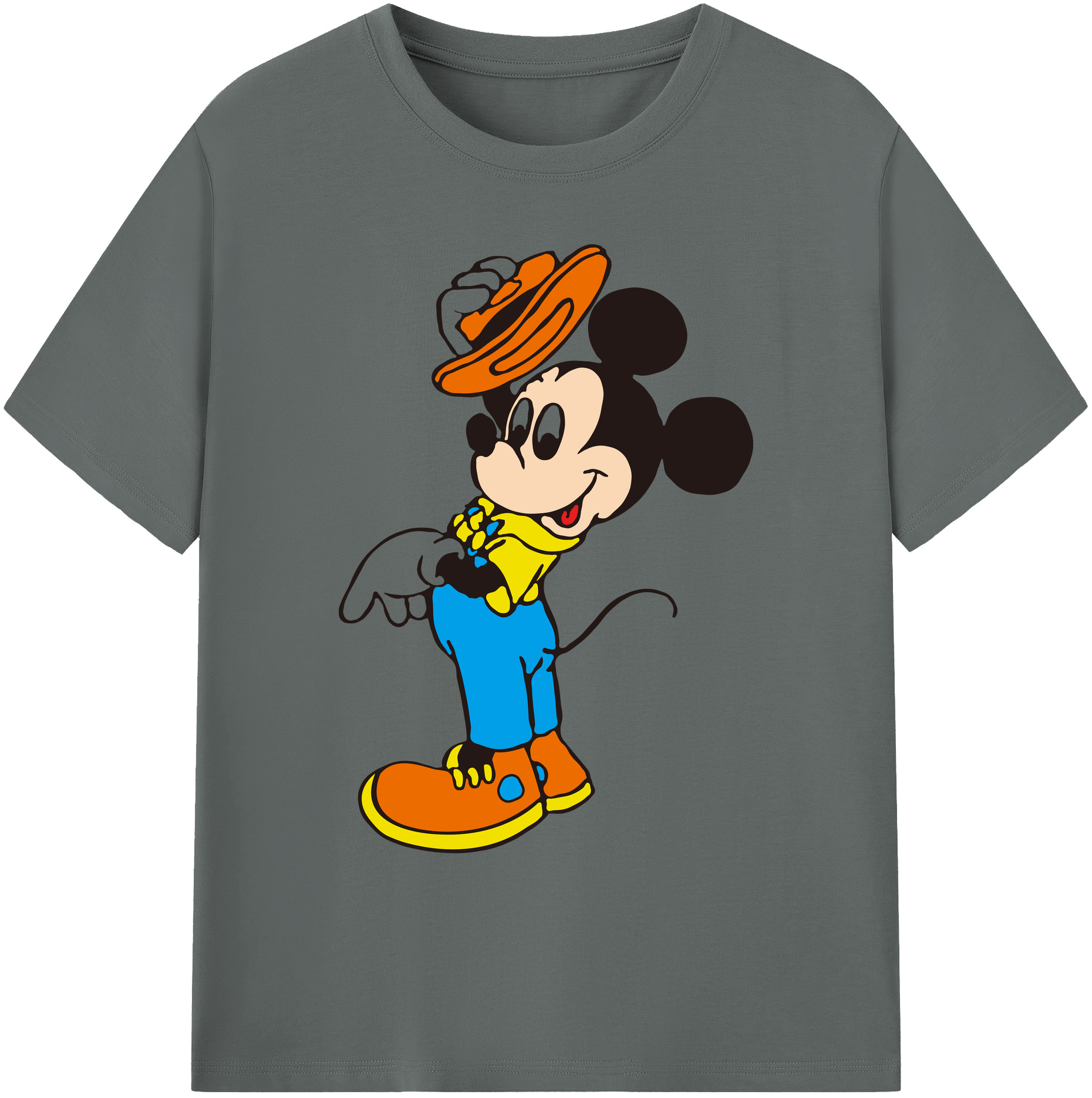 ミッキーマウス Mickey Mouse 綿100％ メンズ半袖Tシャツ｜肌触りやわらか＆通気性